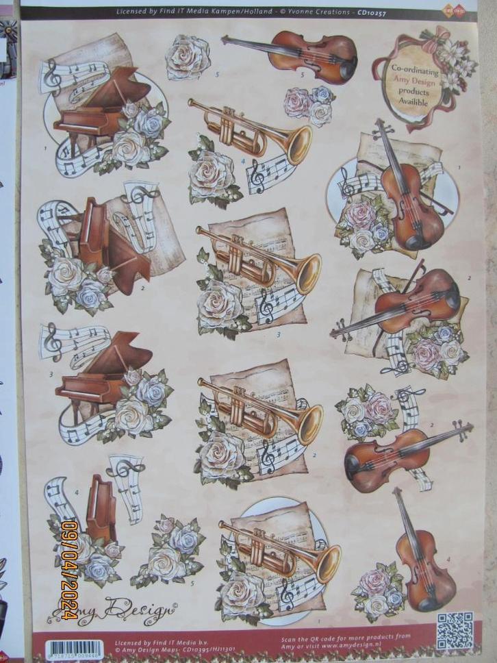 NIEUW AMY Design KNIPVEL vintage KERST instrumenten CD10395, Hobby en Vrije tijd, Kaarten | Zelf maken, Nieuw, Overige typen, Kerst