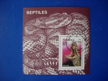 Tanzania reptielen 1 blokje met 1 zegel 1993 beschikbaar voor biedingen