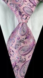 Stropdas 100% zijde handgeweven  Roze Paisley design -NIEUW-, Kleding | Heren, Stropdassen, Nieuw, Met patroon, Ophalen of Verzenden