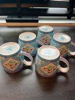 Pip Studio Mokken Set van 5 Bloemenmotief Blauw Geruit, Antiek en Kunst, Ophalen of Verzenden