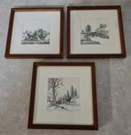 3 Mooie etsen? - Zomer, herfst en winter - gesigneerd, Antiek en Kunst, Kunst | Etsen en Gravures, Ophalen of Verzenden