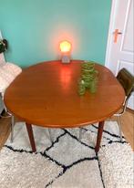 Midcentury Houten Eettafel, Vintage Uitschuifbaar Rond Ovaal, Huis en Inrichting, Tafels | Eettafels, Ophalen