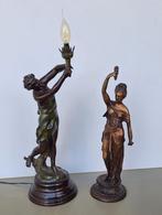 vintage antiek standbeeld Griekse godin Hestia lamp en Hera, Ophalen of Verzenden