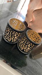 Waxinelicht houders panterprint/goud/zwart, Huis en Inrichting, Woonaccessoires | Kandelaars en Kaarsen, Ophalen of Verzenden