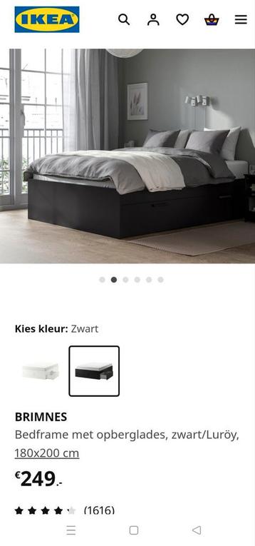 Ikea brimnes 2 persoonsbed met lades zwart 180 x200 beschikbaar voor biedingen