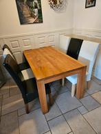 Massief eiken eettafel met 6 stoelen, Ophalen of Verzenden, Zo goed als nieuw, 4 tot 6 stoelen
