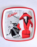 Vintage 80s retro Manhatten 50s dienblad blik Panache NYC, Verzenden, Zo goed als nieuw, Vierkant, Metaal