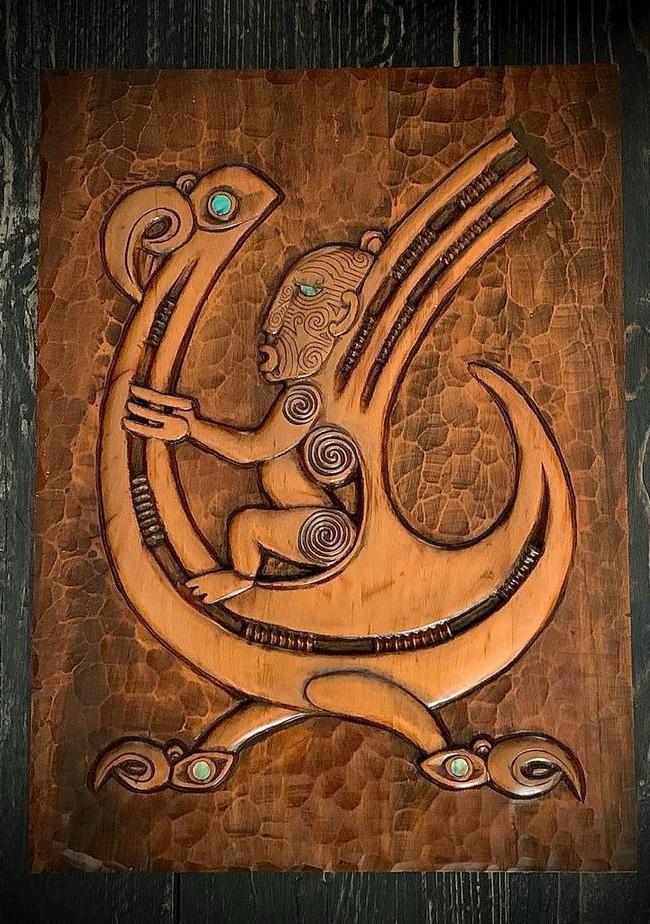 Maori houtsnijwerk Nieuw Zeeland New Zealand Tiki Rotorua NZ, Antiek en Kunst, Kunst | Beelden en Houtsnijwerken, Ophalen of Verzenden