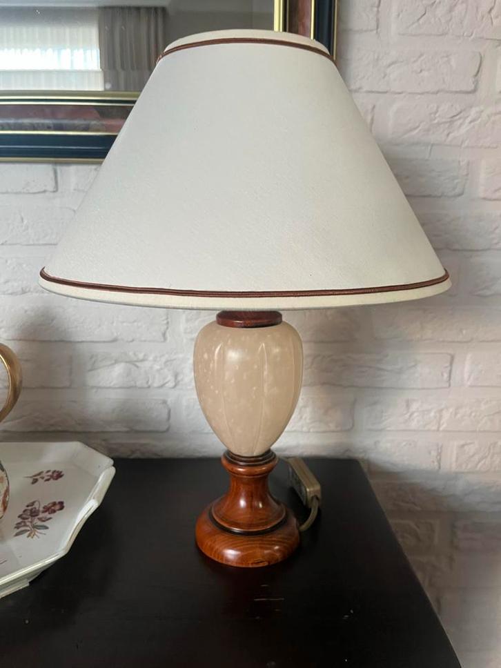 Vintage Schemerlampje met Stoffen Kap, Huis en Inrichting, Lampen | Vloerlampen, Gebruikt, Minder dan 100 cm, Stof, Ophalen