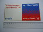 sticker oud BREDA Asselbergs Nachenius NV retro techniek, Verzenden, Zo goed als nieuw, Bedrijf of Vereniging