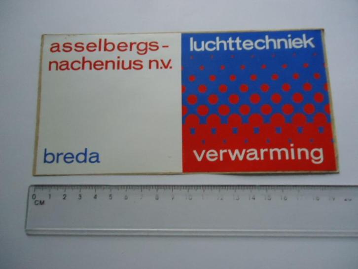 sticker oud BREDA Asselbergs Nachenius NV retro techniek, Verzamelen, Stickers, Zo goed als nieuw, Bedrijf of Vereniging, Verzenden