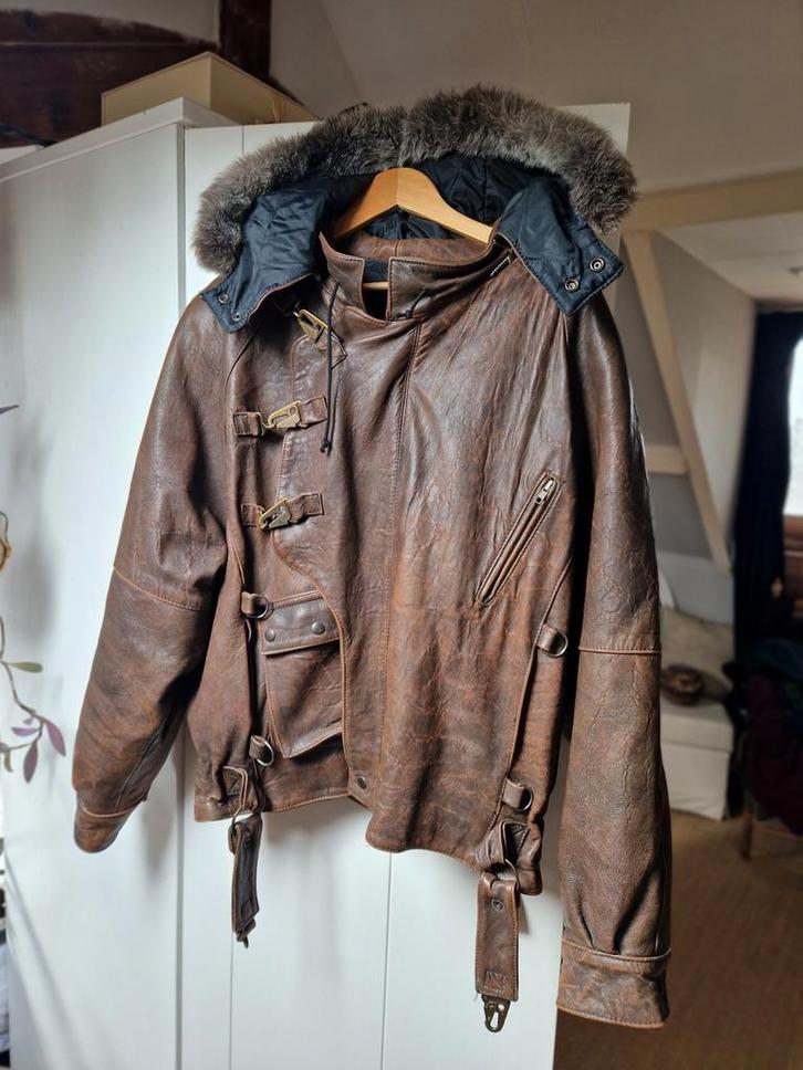Zeldzame vintage leren jas, Kleding | Heren, Jassen | Winter, Zo goed als nieuw, Maat 56/58 (XL), Bruin, Ophalen of Verzenden