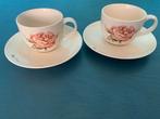 2x Kop en schotels a rose is a rose, Ophalen of Verzenden, Zo goed als nieuw, Overige stijlen, Kop(pen) en/of Schotel(s)