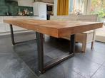 Grote houten eettafel industrieel, Huis en Inrichting, Tafels | Eettafels, Ophalen, Gebruikt, 100 tot 150 cm, 200 cm of meer