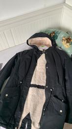 Parka jas zwart met teddyvoering en bontkraag maat 36/s, Kleding | Dames, Jassen | Winter, H&M, Zo goed als nieuw, Maat 36 (S)