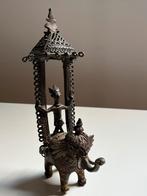 Oud Indisch bronzen beeld olifant & godheid, wierookbrander, Ophalen of Verzenden