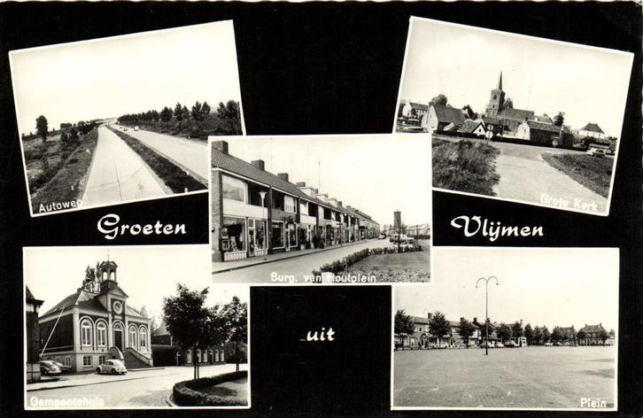 Groeten uit Vlijmen - 5 afb o.a. Autoweg - gelopen, Verzamelen, Ansichtkaarten | Nederland, Gelopen, Noord-Brabant, Voor 1920