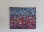 Schilderij groot kleurrijk handgeschilderd abstract bloemen, Antiek en Kunst, Ophalen of Verzenden