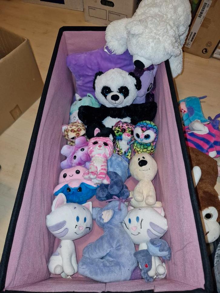 Kist/zitbankje vol knuffels, Kinderen en Baby's, Speelgoed | Knuffels en Pluche, Gebruikt, Overige typen, Ophalen