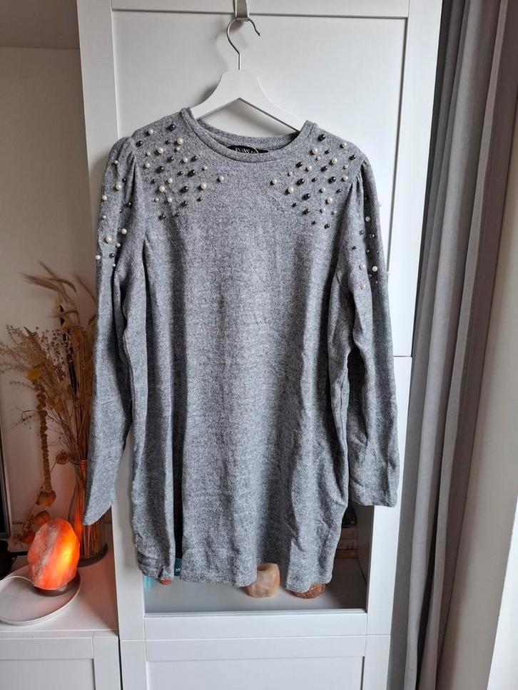 Lange trui Evans maat 48, Kleding | Dames, Grote Maten, Zo goed als nieuw, Trui of Vest, Grijs, Ophalen of Verzenden