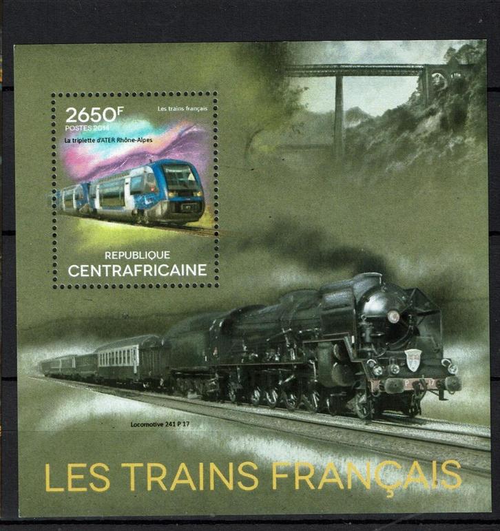 c.afrika 2014 pf blok treinen trains spoorwegen railroad, Postzegels en Munten, Postzegels | Thematische zegels, Postfris, Treinen