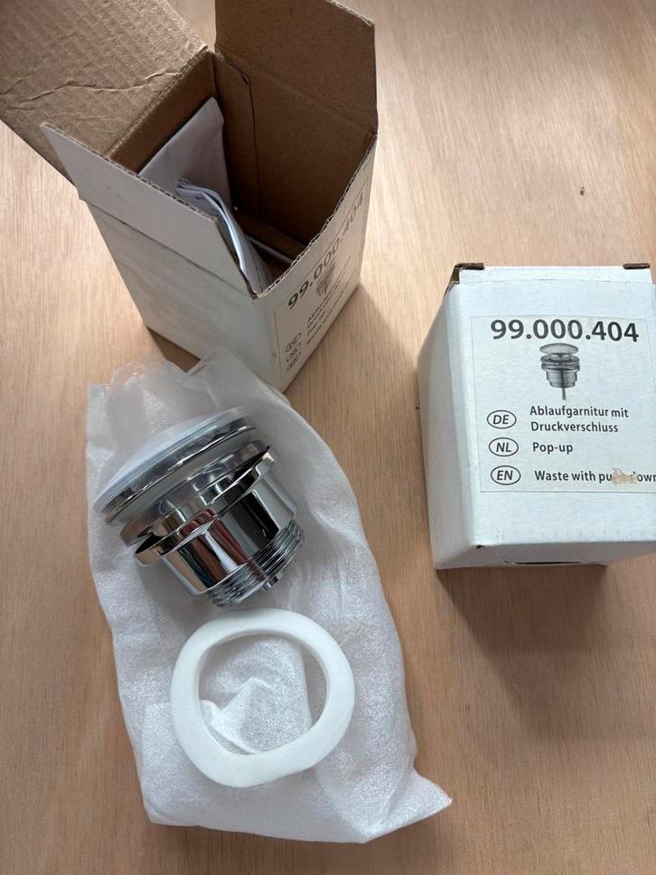 Design afvoerplug - Pop-up Waste - 2 stuks (Nieuw), Doe-het-zelf en Verbouw, Sanitair, Nieuw, Wastafel, Chroom, Ophalen of Verzenden