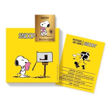 Postzegel met goud Snoopy 75 jaar beschikbaar voor biedingen