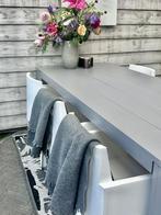 Tafel met 6 boxstoelen, Tuin en Terras, Ophalen, Zo goed als nieuw, Rechthoekig, Kunststof