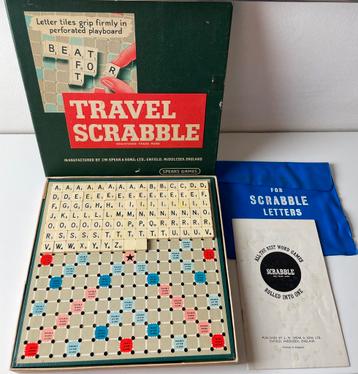 Vintage Travel Scrabble Spears Games 1958 22x22x2,5cm beschikbaar voor biedingen