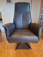 Nette draaibare bruin leren relax fauteuil, Huis en Inrichting, Ophalen, Minder dan 75 cm, Zo goed als nieuw, Metaal