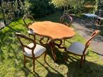 Vintage eettafel met vier stoelen - ca 1890, Huis en Inrichting, Tafels | Eettafels, Ophalen, Gebruikt, Ovaal, Overige houtsoorten