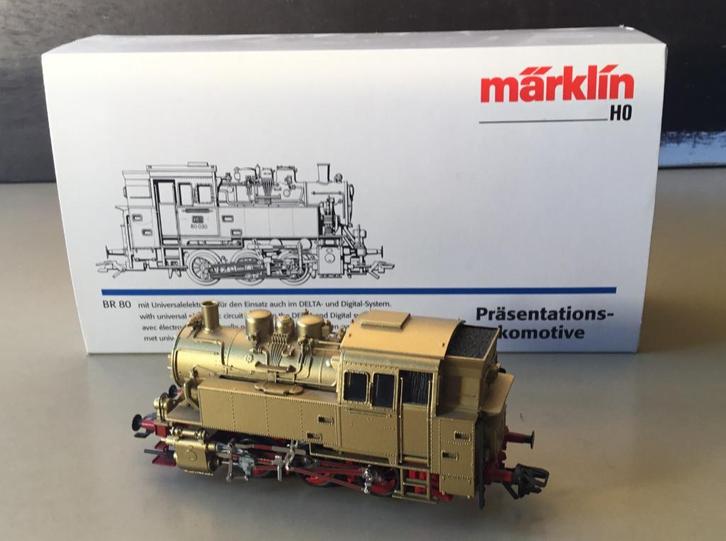 MäRKLIN H0 # 33049 STOOMLOK DB Br: 80 GOUD N in OVP Mä-BRIEF, Hobby en Vrije tijd, Modeltreinen | H0, Nieuw, Locomotief, Wisselstroom