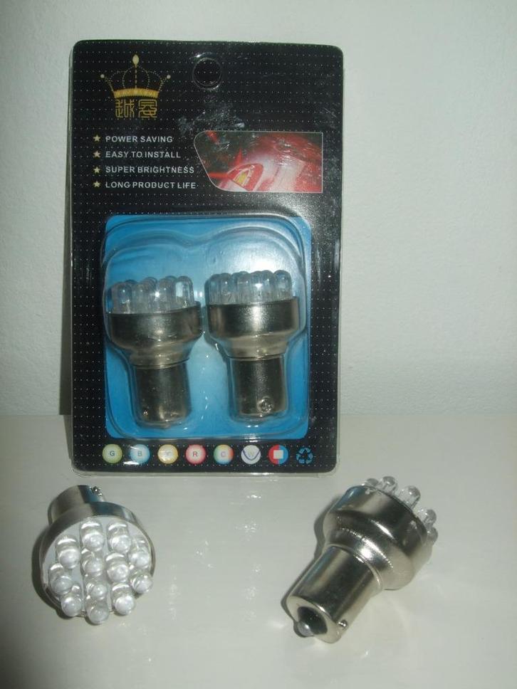 12 LED's Auto-LampSet, 12V, Blauw, 2-Pack, Fitting BA 15s, Auto diversen, Tuning en Styling, Verzenden