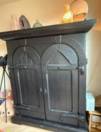 Zwarte Vintage Klooster Kast, Huis en Inrichting, Ophalen, 50 tot 100 cm, Zo goed als nieuw, 150 tot 200 cm