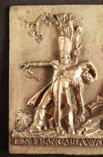 Antieke bronzen reliëfplaquette van Waterloo, Verzenden, Brons