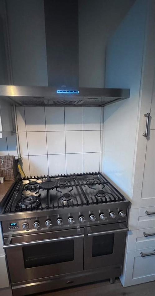 Boretti Fornuis 6-pits gas + dubbele oven incl afzuigkap, Witgoed en Apparatuur, Fornuizen, Zo goed als nieuw, Vrijstaand, Gas
