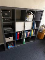 Ikea Kallax kast hoogglans antraciet 150x150 met deurtjes, Ophalen, Kunststof, Gebruikt, 150 tot 200 cm