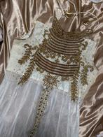 Indiaanse jurk beige/goud - Maat M, Kleding | Dames, Ophalen of Verzenden, Zo goed als nieuw, Maat 38/40 (M), Beige