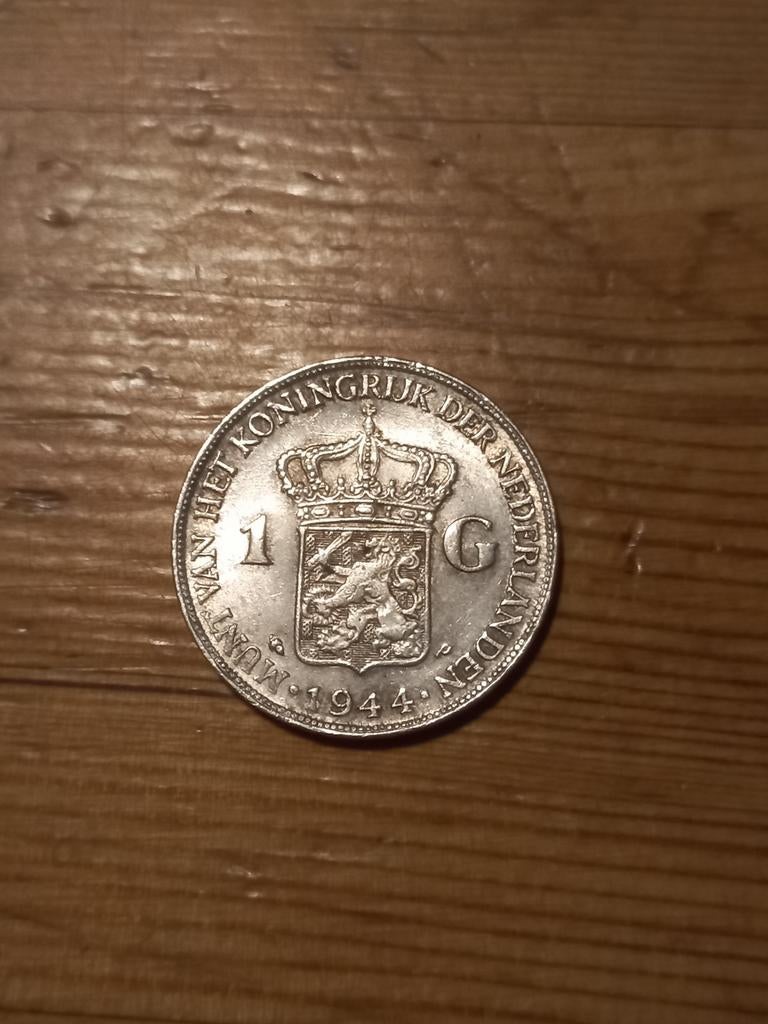 Nederland 1 gulden 1944 zilver, Postzegels en Munten, Munten | Nederland, Ophalen of Verzenden, Koningin Wilhelmina, 1 gulden