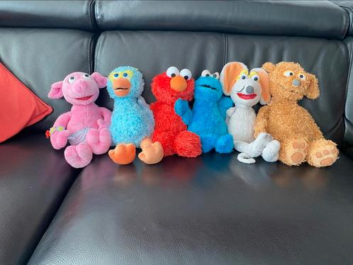 Sesamstraat 6 knuffels ,Tom, Ienie, Pino, Purk, Elmo, Koekie, Kinderen en Baby's, Speelgoed | Knuffels en Pluche, Gebruikt, Overige typen