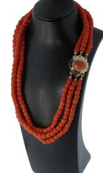 Bloedkoraal antieke fraaie ketting 14k slot goud dame retro