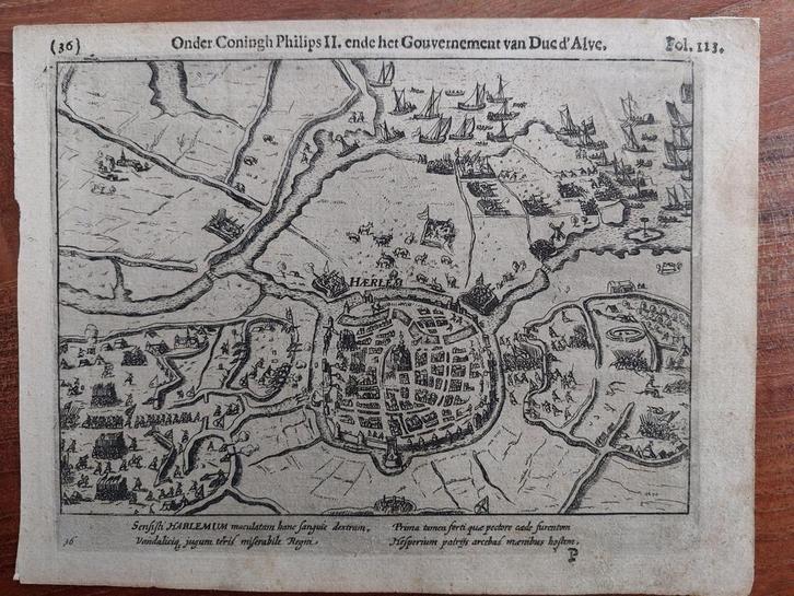5 / Unieke stadplattegrond uit 1616 (!)  van de stad Haarlem, Antiek en Kunst, Kunst | Etsen en Gravures, Ophalen of Verzenden