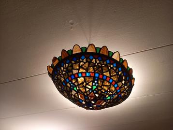 Antieke glas in lood lamp