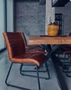 8 industriële stoere buffel leren stoelen cognac, Ophalen of Verzenden, Zo goed als nieuw, Bruin