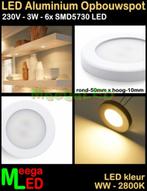 LED Keuken opbouwspot panel spot 3 Watt Warmwit 230V - M30, Ophalen of Verzenden, Nieuw