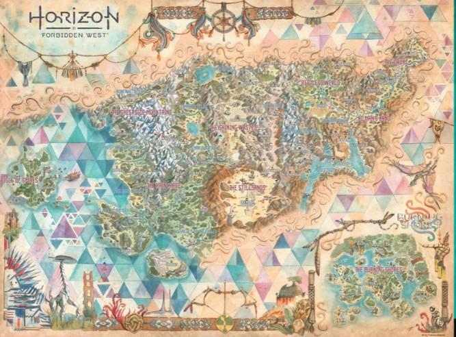 Horizon Forbidden West Map Poster - GEZOCHT!, Spelcomputers en Games, Games | Overige, Zo goed als nieuw, Avontuur en Actie, 1 speler
