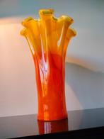 Italie Murano Vaas Zwaar Oranje Geel ca 1970, Ophalen of Verzenden