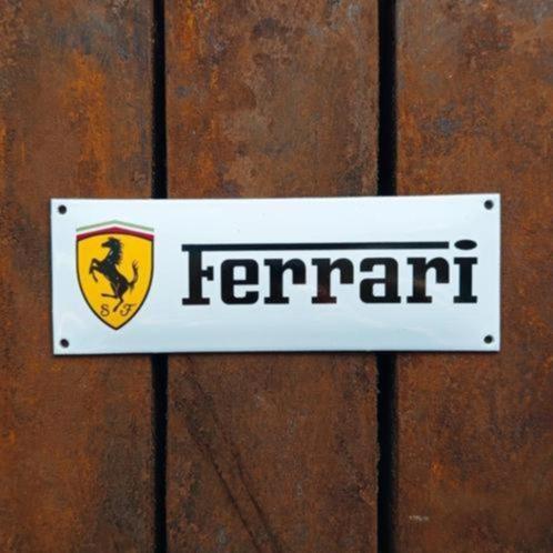 Emaille Schild FERRARI Wit Dealer Reclamebord Vintage Italië, Verzamelen, Merken en Reclamevoorwerpen, Gebruikt, Reclamebord, Verzenden