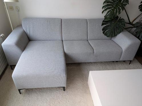 Bankstel, grijs gewoven stof, nette staat, Huis en Inrichting, Banken | Complete zithoeken, Gebruikt, Stof, Verzenden