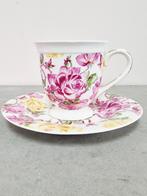 Vintage Bone China Kop en Schotel met Rozen, Ophalen of Verzenden, Zo goed als nieuw, Overige stijlen, Kop(pen) en/of Schotel(s)